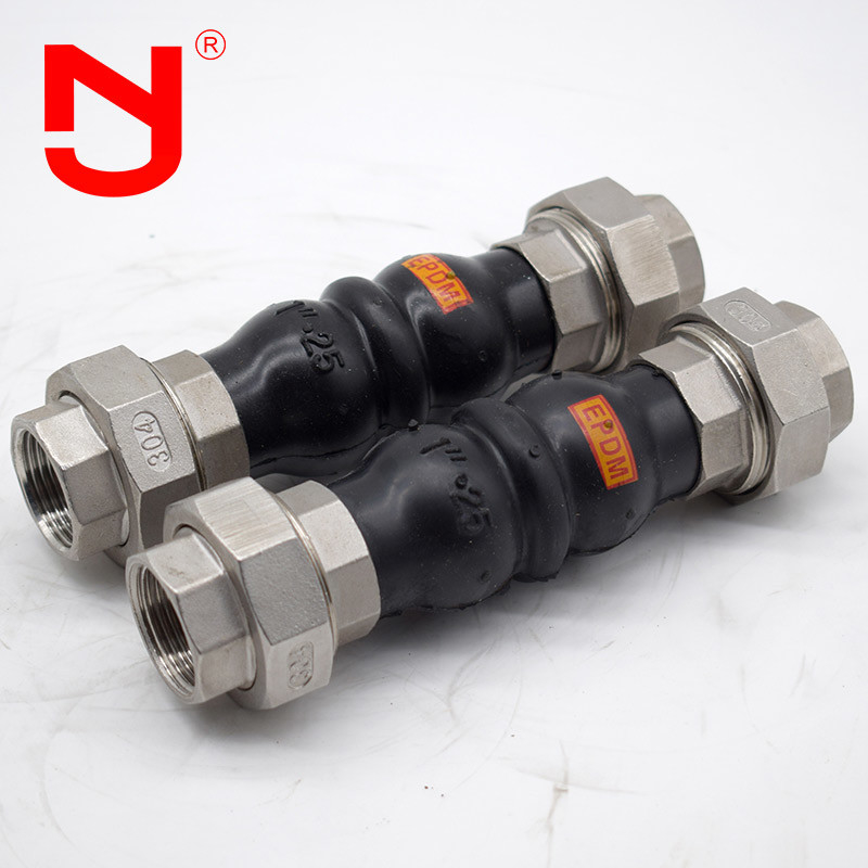 Stainless Steel Screwed Union Bspt Threaded Expansion Joint Rubber Connector untuk Pipe