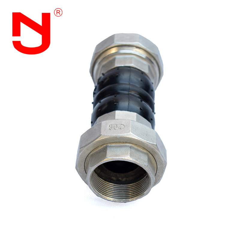 Stainless Steel Screwed Union Bspt Threaded Expansion Joint Rubber Connector untuk Pipe