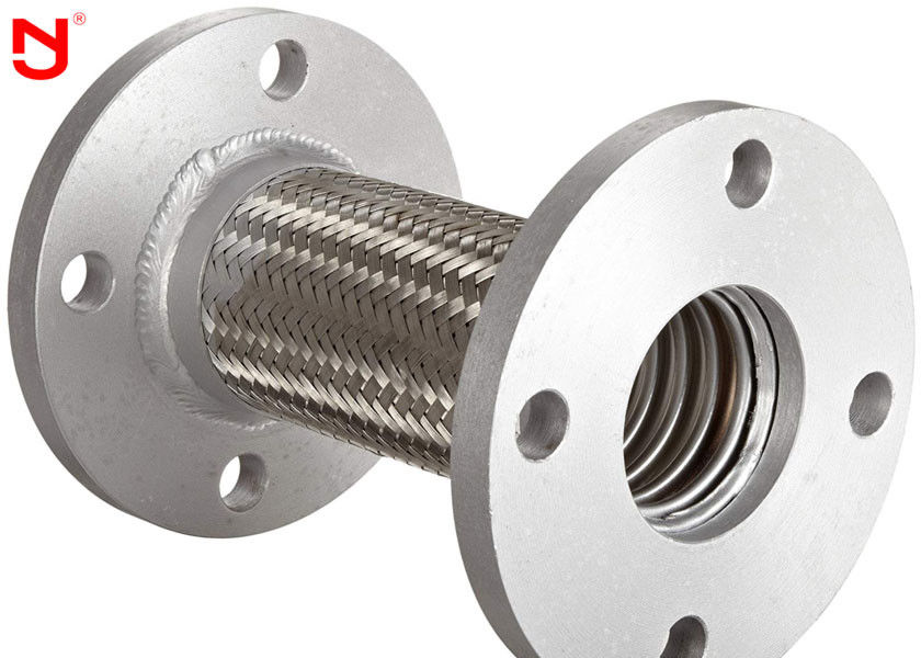 Double Wire Metal Braided Hose Steel Belt Net Keduanya Berakhir Flange Connector Tahan Korosi